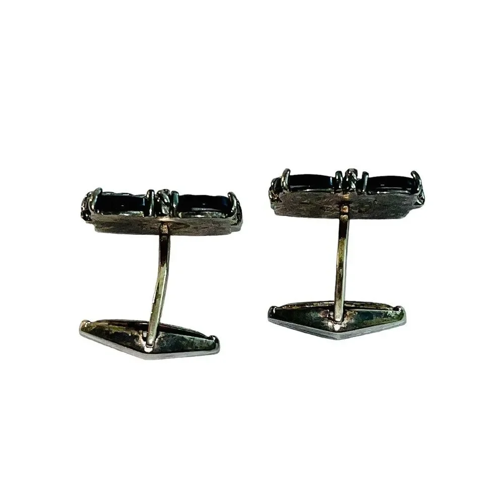 Vintage DaVinci‎ Sterling Silver Onyx Cufflinks